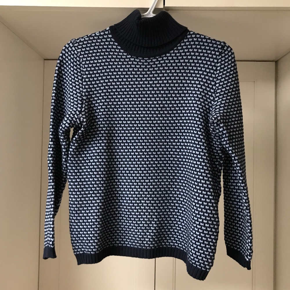 Karen Scott Navy 100% Cotton Pullover Knit Turtleneck Women’s US Petite Small